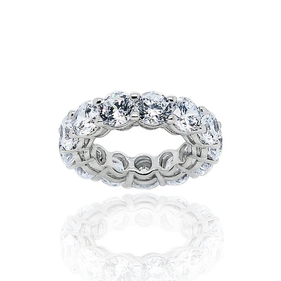 10.50 Ct. tw. Ladies CZ Eternity Band Ring 14K White Gold - Picture 1 of 3